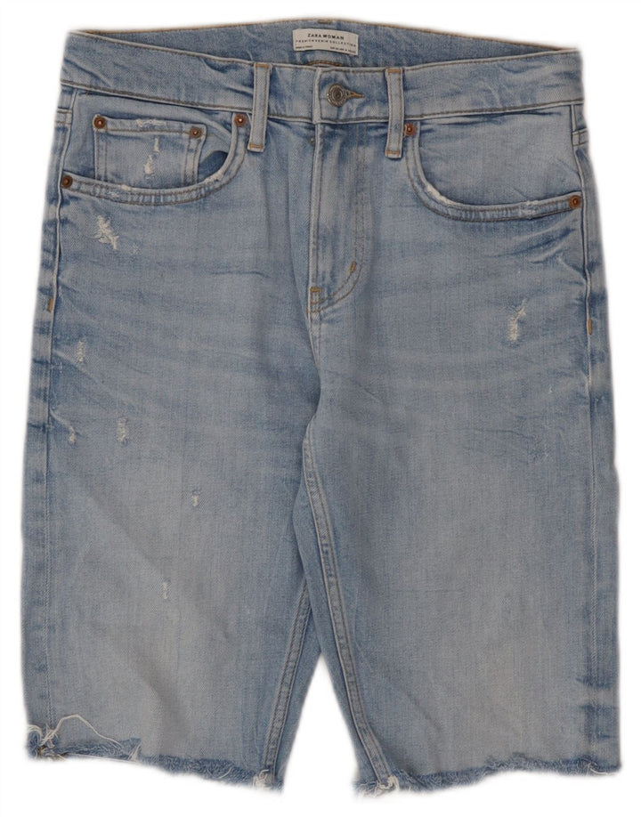 Pantaloncini in denim invecchiato Zara da donna EU 36 XS W26 Blu