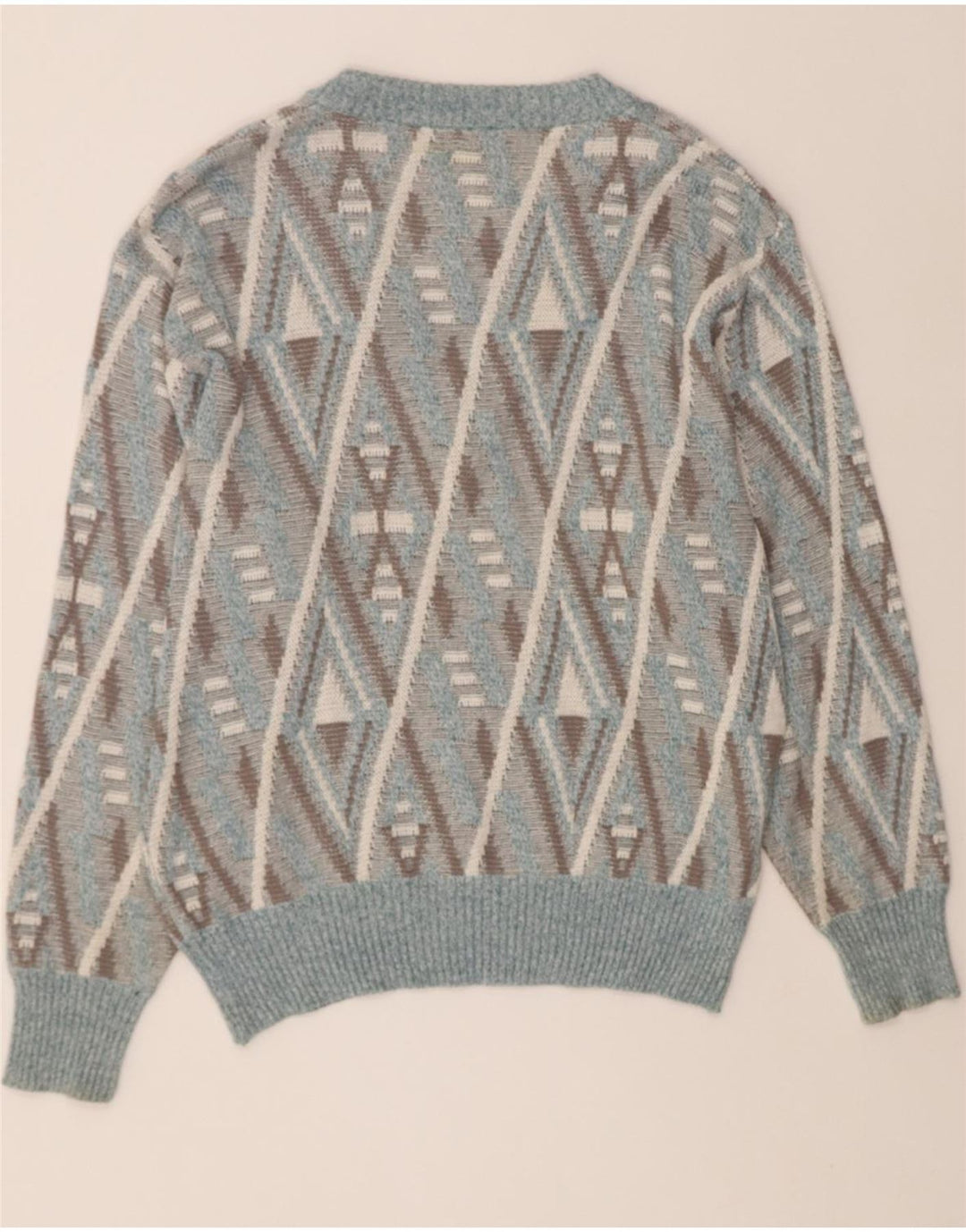 VINTAGE Mens V-Neck Jumper Sweater IT 52 Large Green Argyle/Diamond Vintage Vintage and Second-Hand Vintage from Messina Hembry 