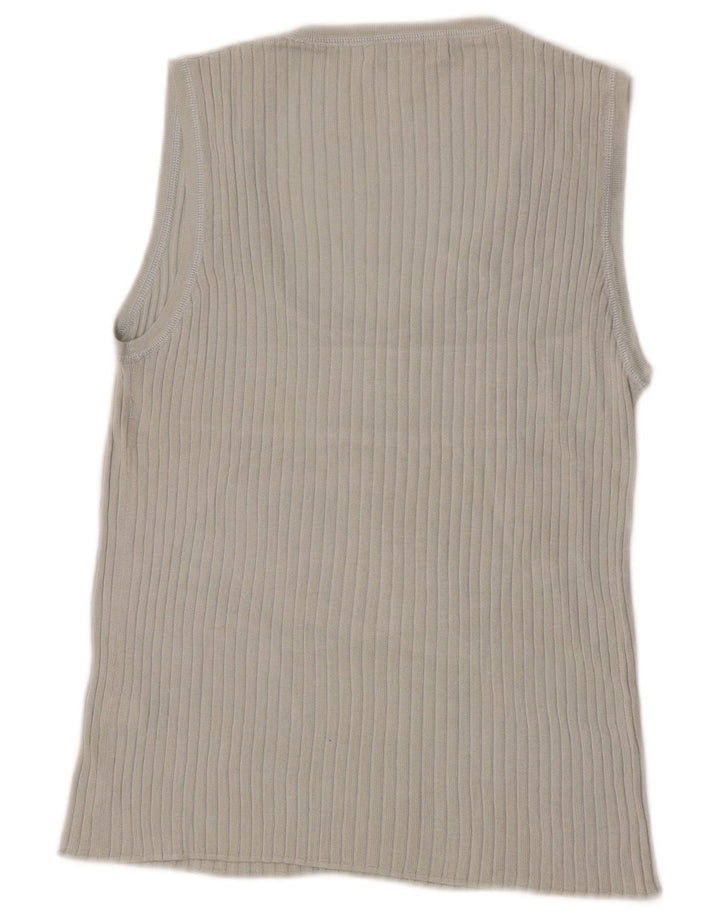 Canotta da donna Banana Republic UK 14 grande seta grigia