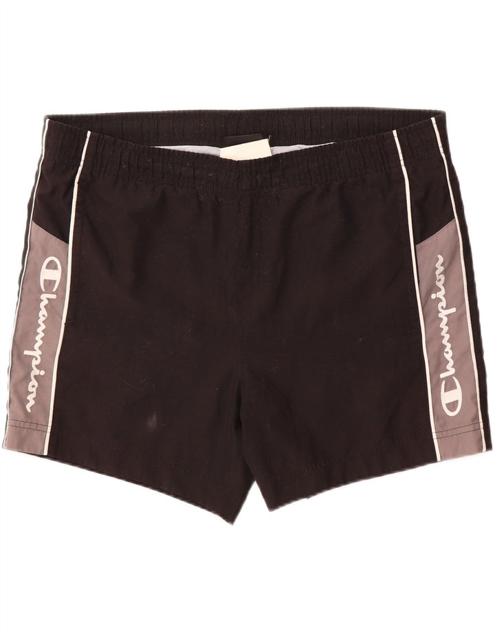 CHAMPION Mens Graphic Swimming Shorts Medium  Black Polyester