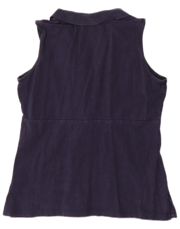 Camicetta senza maniche da donna Eddie Bauer UK 14 grande cotone blu navy