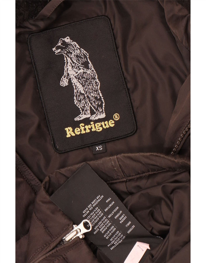 Giacca imbottita oversize con cappuccio da donna Refrigue UK 6 XS poliestere marrone