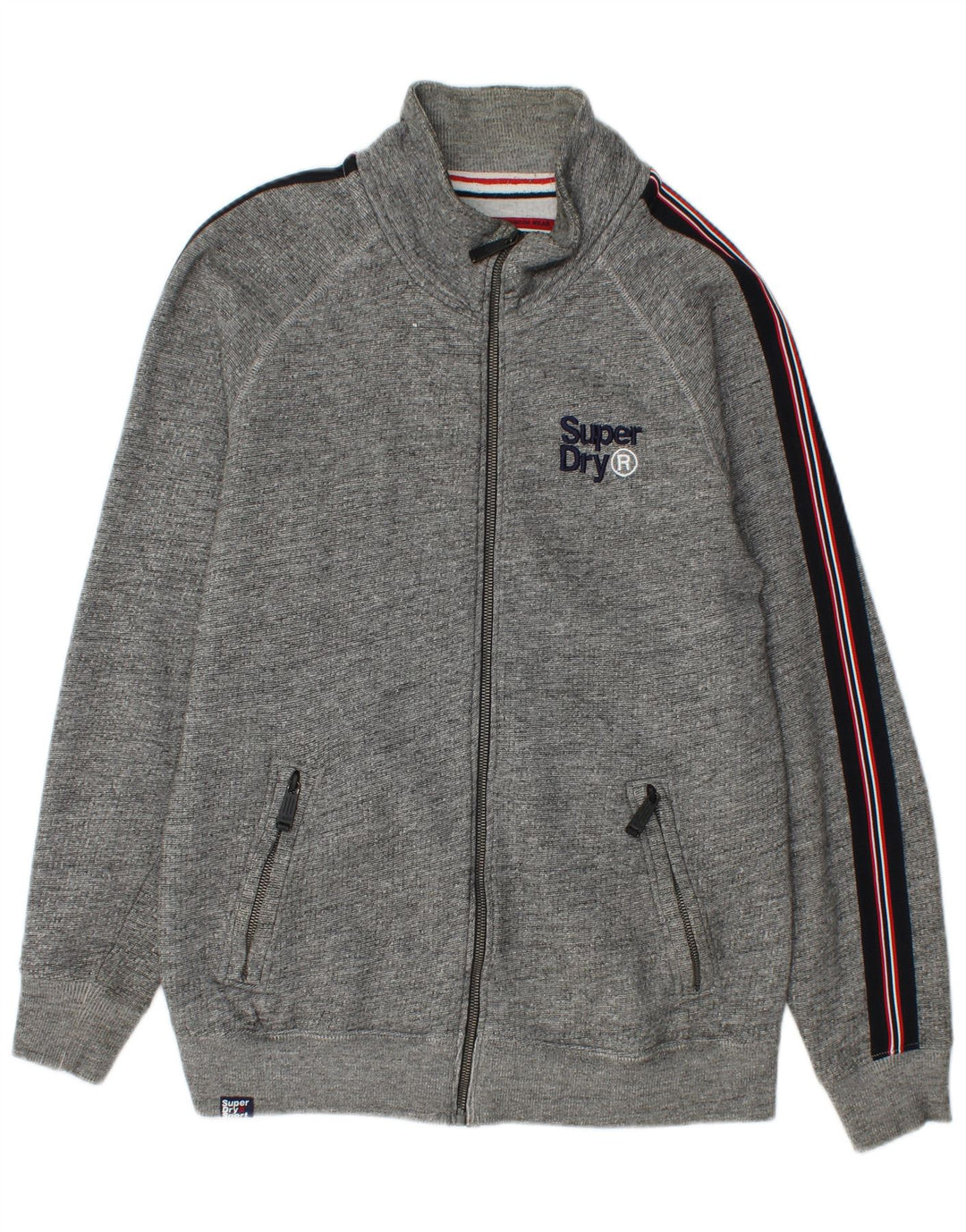 Giacca da tuta da uomo SUPERDRY in cotone color block grigio medio