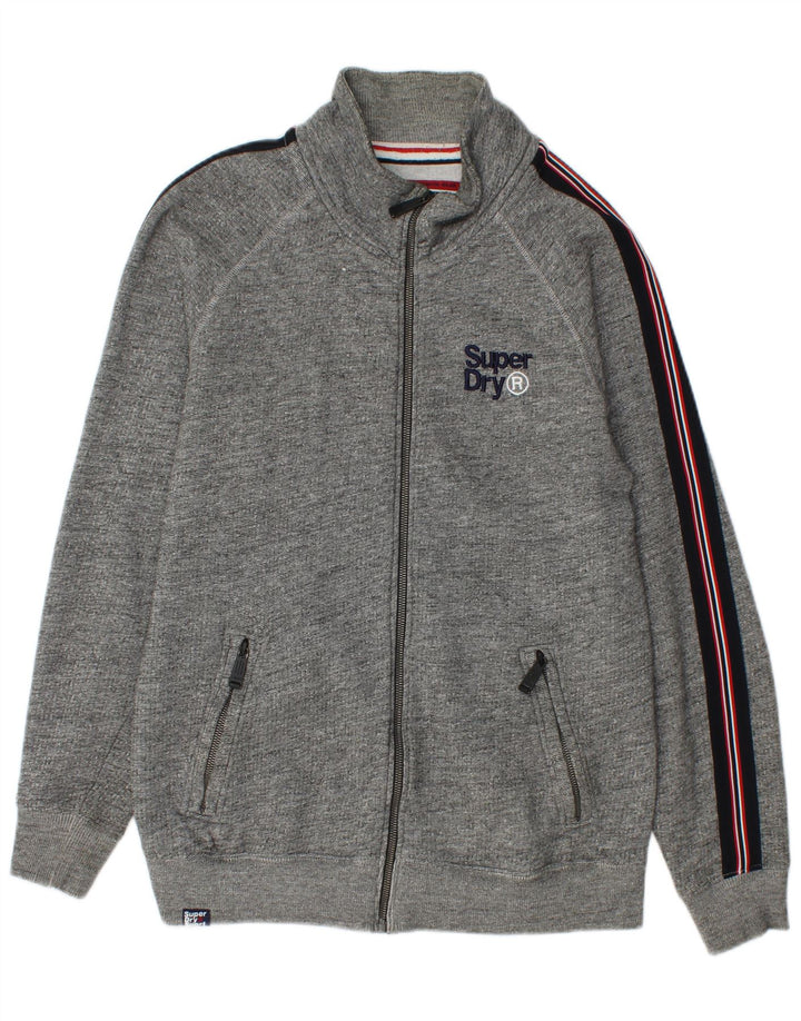 Giacca da tuta da uomo SUPERDRY in cotone color block grigio medio