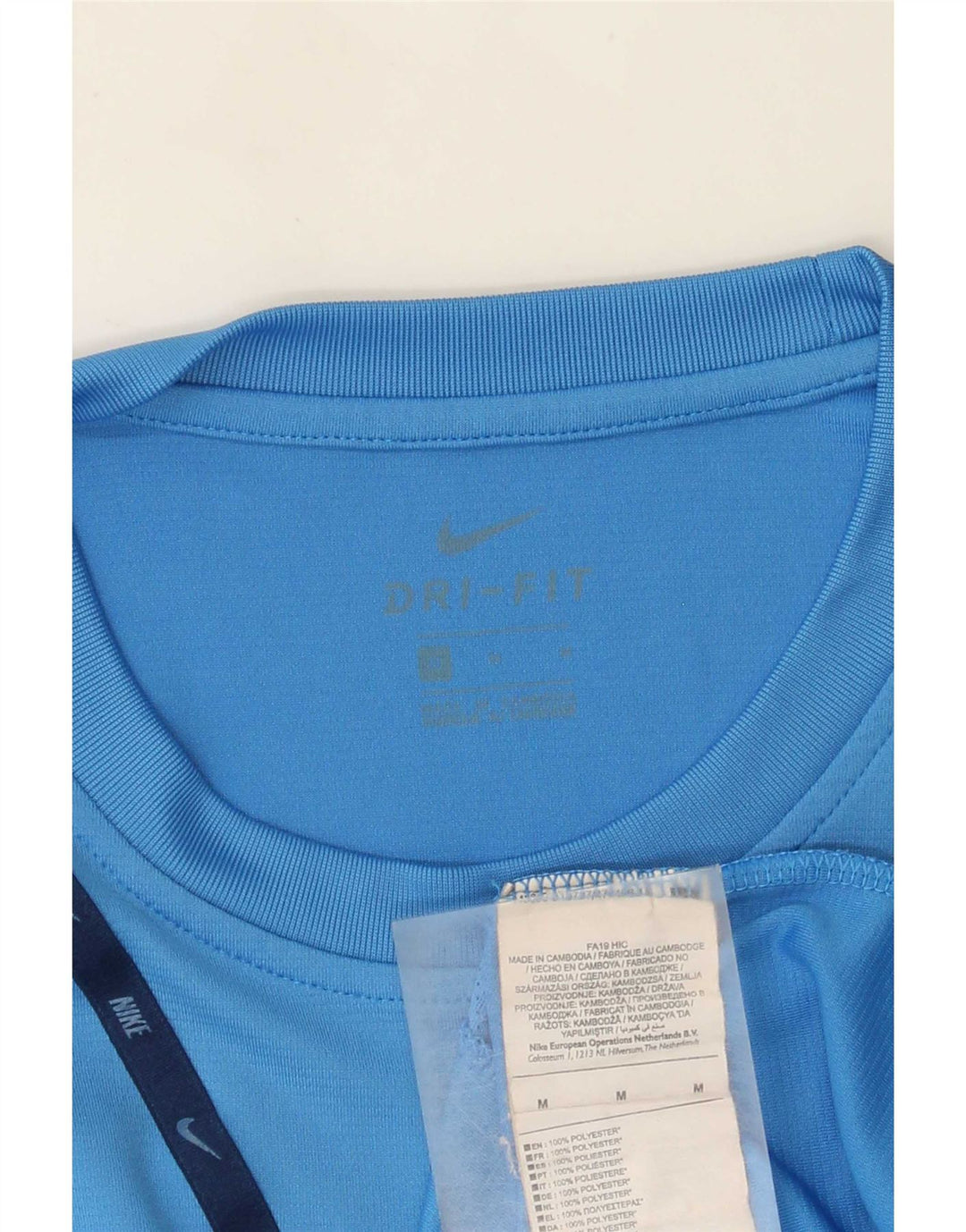 T-shirt grafica Nike Dri Fit da uomo, top in poliestere blu medio