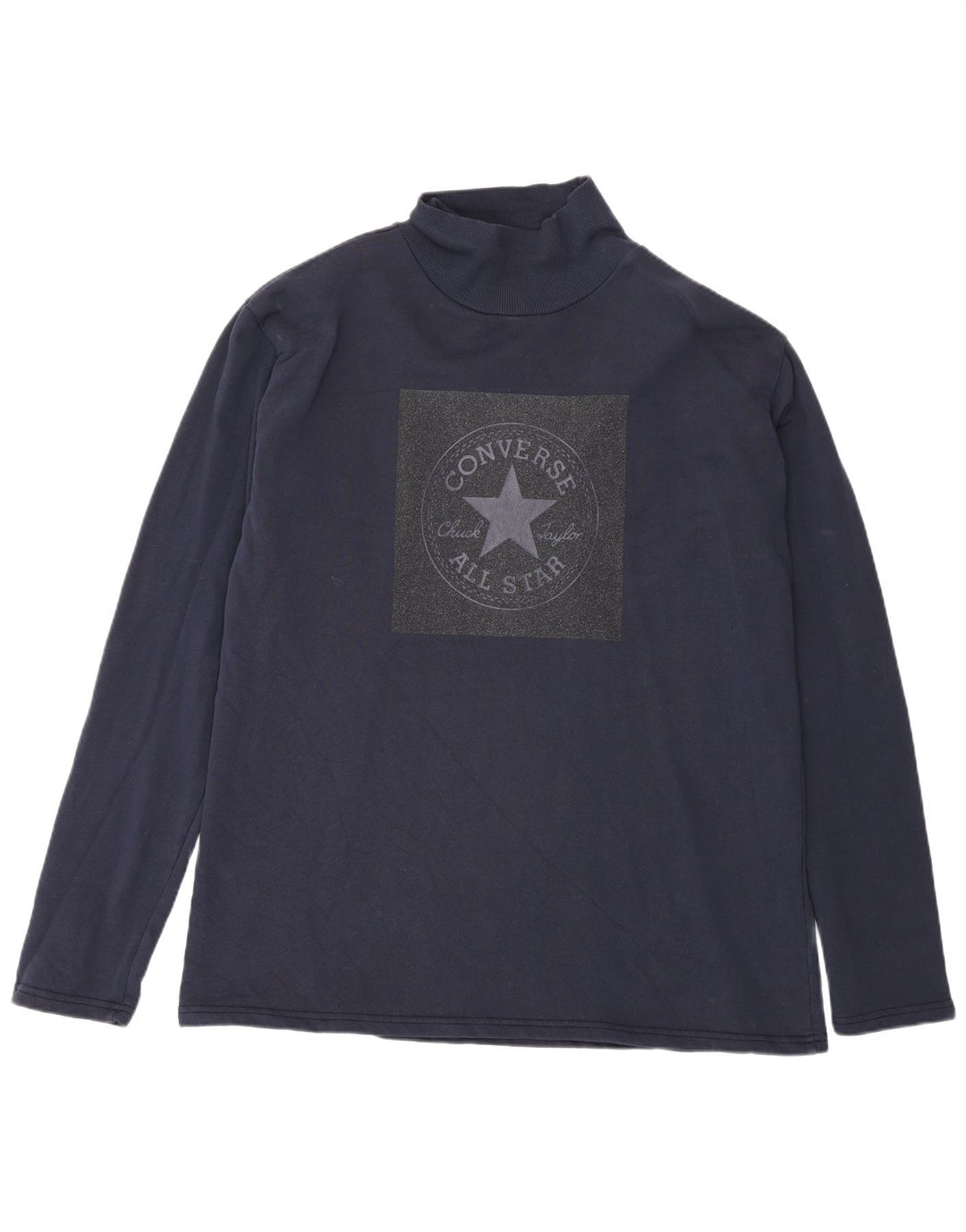Converse Top grafico da uomo a maniche lunghe XL in cotone blu navy