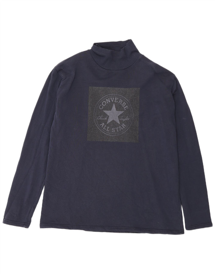 Converse Top grafico da uomo a maniche lunghe XL in cotone blu navy