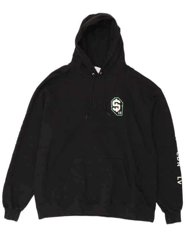Felpa con cappuccio grafica da uomo Champion 2XL cotone nero