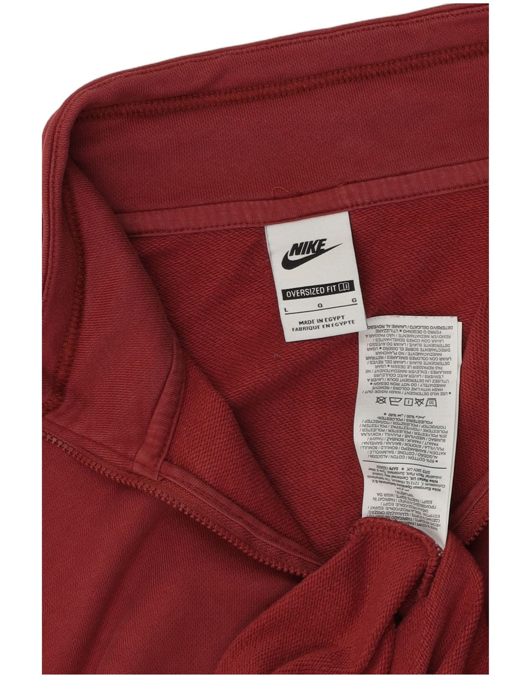 NIKE Felpa da donna oversize con collo con zip grafica Maglione UK 16 Large Rosso
