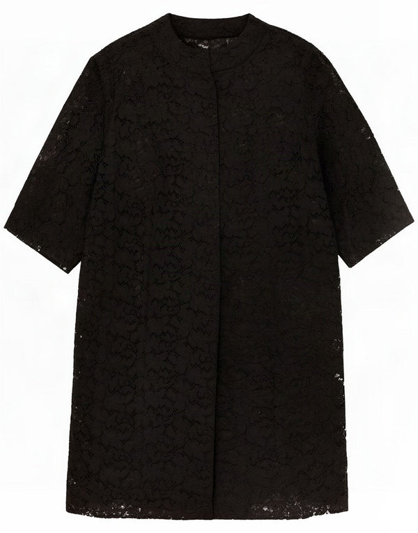 Top cardigan lungo da donna vintage con maniche a 3/4 UK 14 Medio Nero Floreale