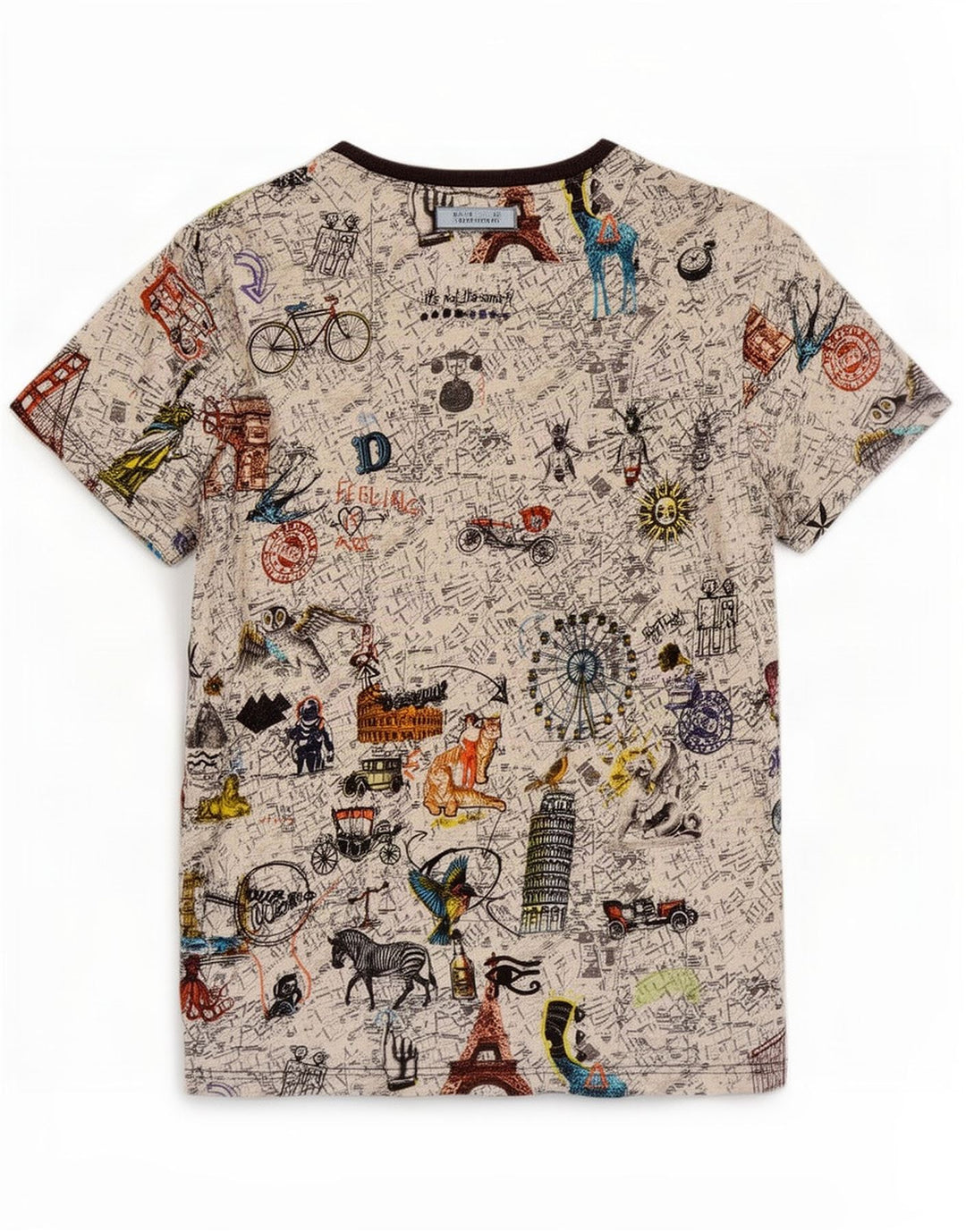 Desigual T-shirt grafica da uomo Top grande in cotone multicolore