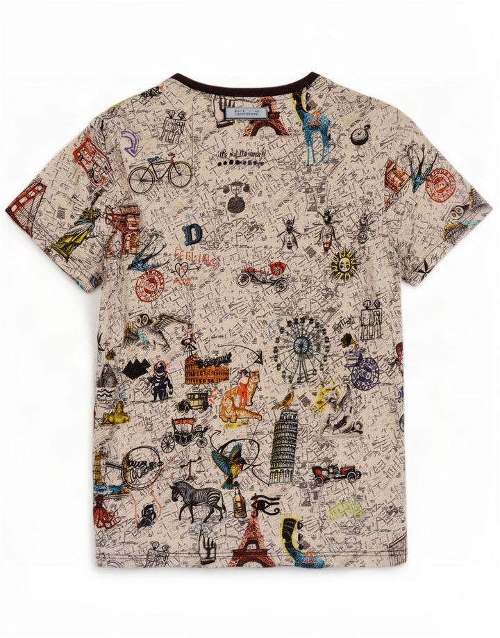 Desigual T-shirt grafica da uomo Top grande in cotone multicolore