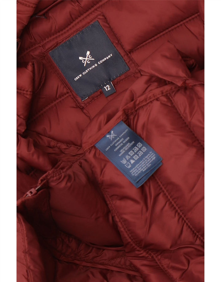 Crew Clothing Giacca imbottita con cappuccio da donna UK 12 Poliammide medio bordeaux