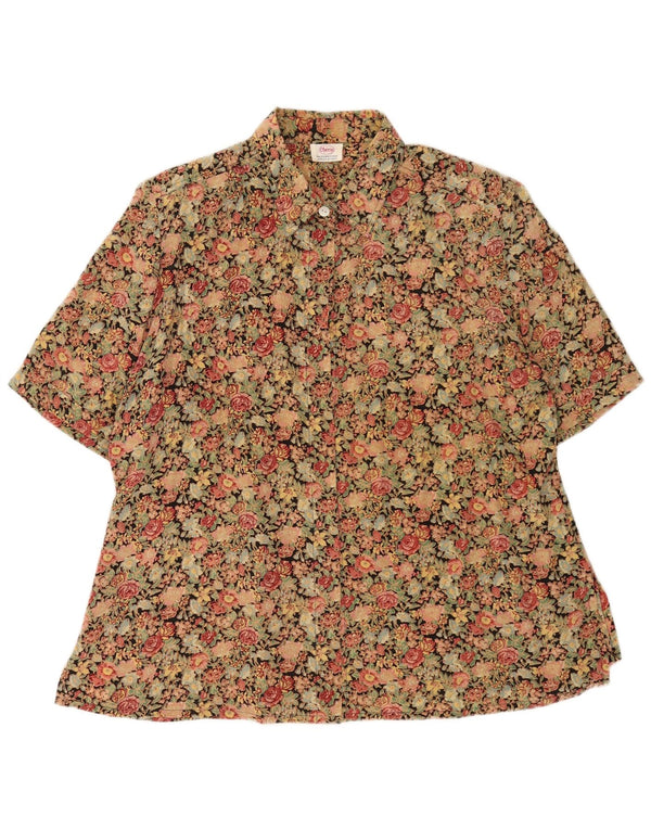 Cherie Camicia a maniche corte da donna Camicetta UK 18 XL Seta floreale multicolore