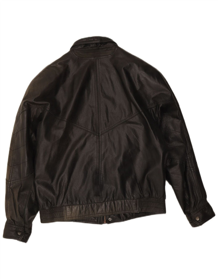 Giacca in pelle vintage da uomo IT 48 in pelle nera media