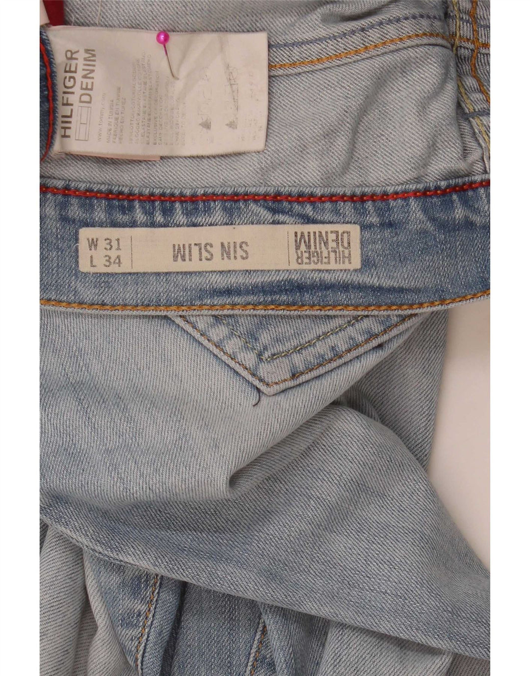 Tommy Hilfiger Uomo Sin Slim Jeans W31 L34 Blu Cotone
