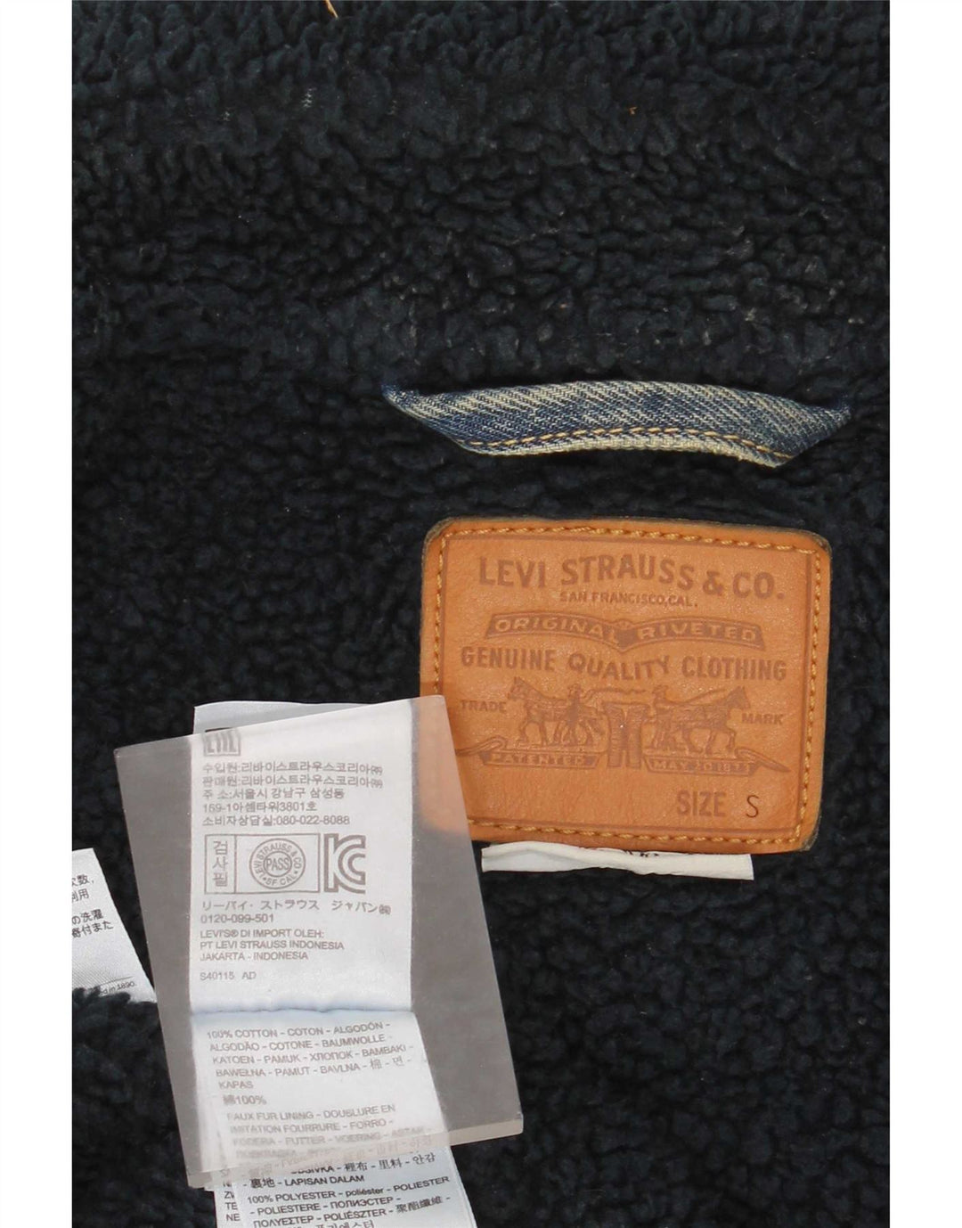 Giacca in denim Sherpa da uomo Levi's UK 36 piccolo cotone blu