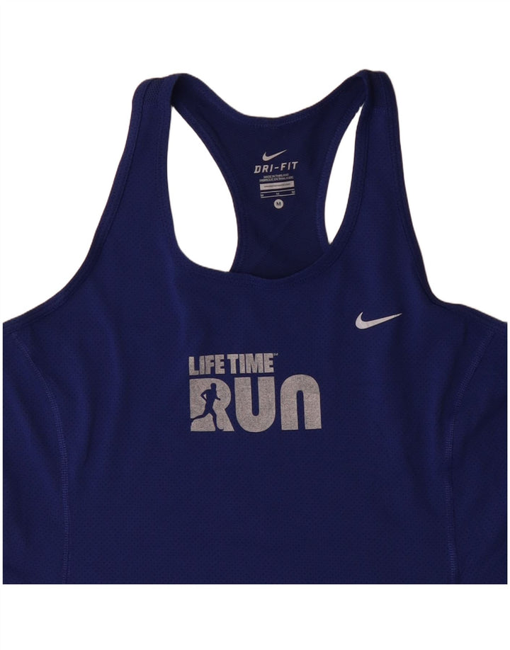 Canotta grafica Nike Dri Fit da donna UK 12 poliestere blu medio