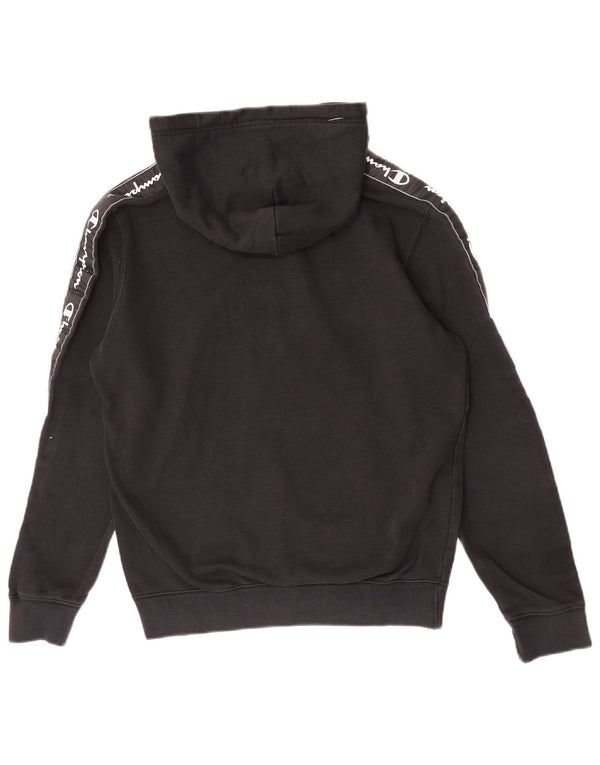 Maglione con cappuccio grafico da uomo Champion in cotone nero medio