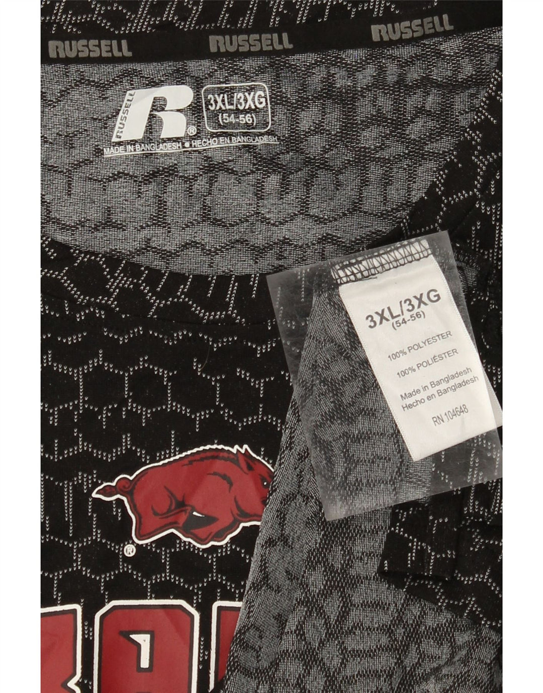 T-shirt grafica da uomo RUSSELL ATHLETIC UK 54/56 3XL Nera