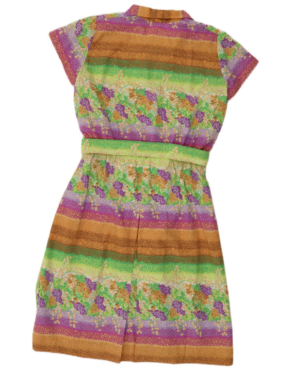 Abito a trapezio da donna vintage UK 16 Grande floreale multicolore