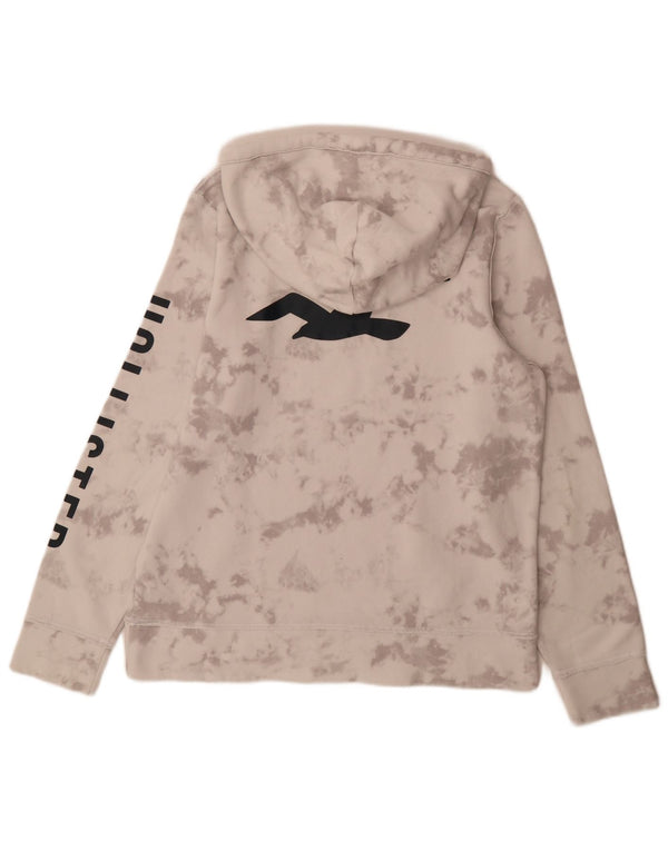 Maglione con cappuccio grafico da uomo Hollister in cotone tie dye grigio medio