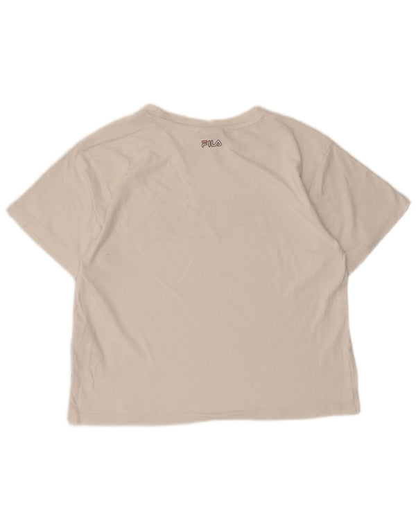 T-shirt grafica corta da donna Fila Top UK 10 piccola cotone bianco