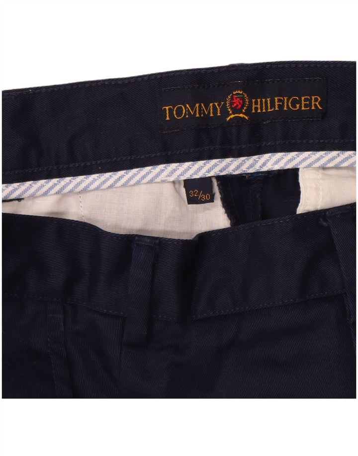 TOMMY HILFIGER Pantaloni chino dritti da uomo W32 L30 Blu Navy
