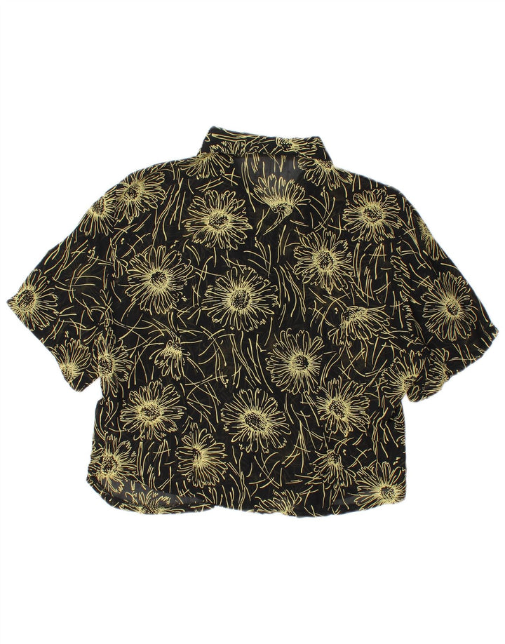 CLOCK HOUSE Camicia a maniche corte da donna Camicetta IT 40 Piccola floreale nera