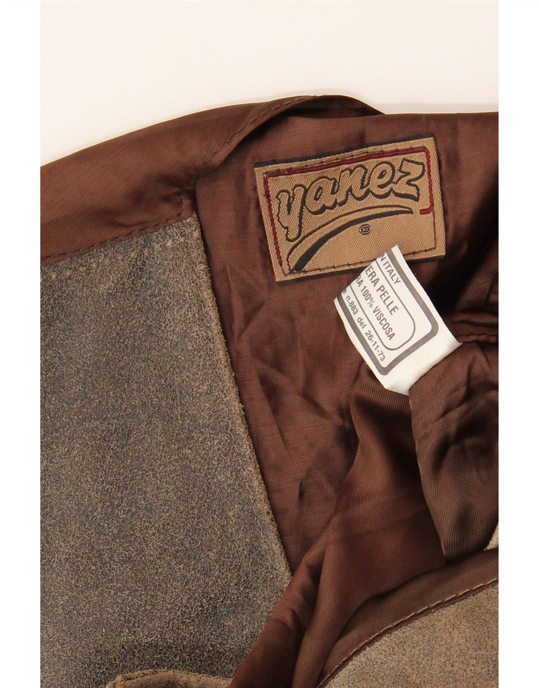 Gilet vintage da uomo in pelle scamosciata in pelle marrone medio