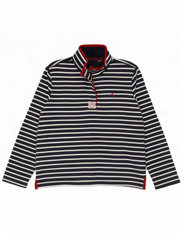 Joules Felpa da donna con collo con zip, maglione UK 14, grande a righe blu navy