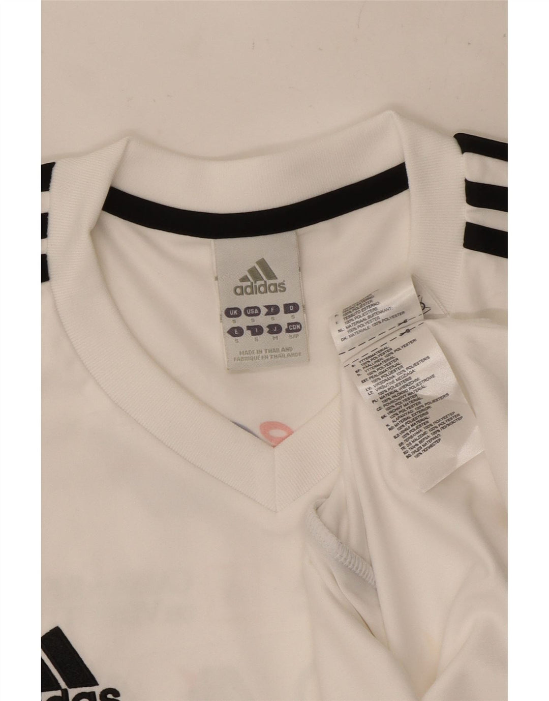 T-shirt grafica ADIDAS da uomo Climalite, piccola, in poliestere bianco