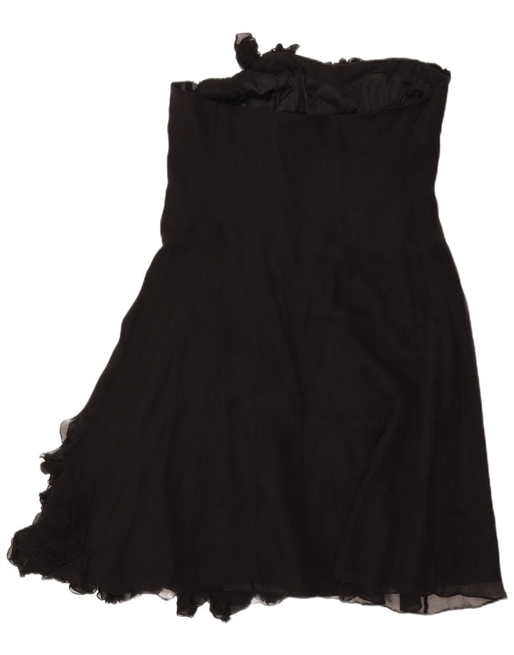 Abito senza spalline sul davanti da donna Coast con volant UK 18 XL Seta nera