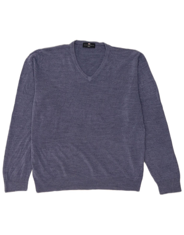 Marks & Spencer Mens Blue Harbour V-Neck Jumper Sweater Large Blue Acrylic