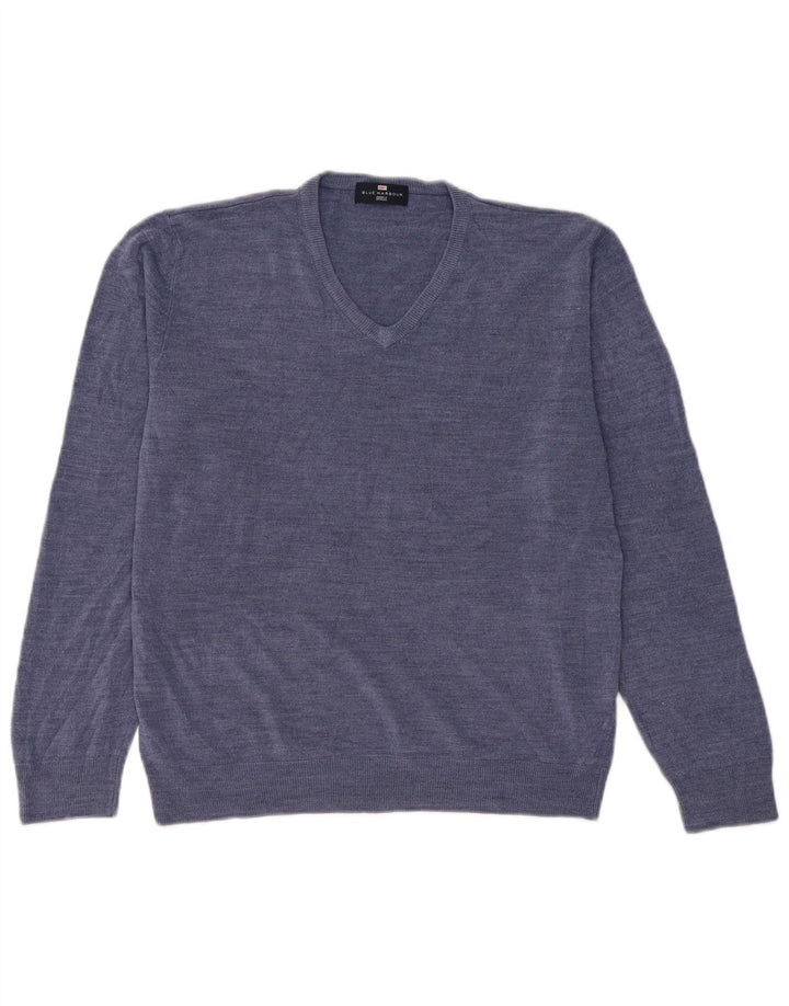 Maglione da uomo Marks & Spencer Blue Harbour con scollo a V grande acrilico blu
