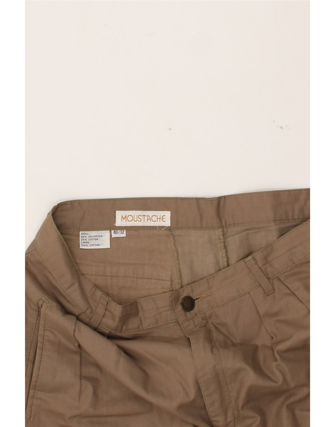 VINTAGE Mens Pegged Chino Trousers W32 L29 Brown Polyester Vintage Vintage and Second-Hand Vintage from Messina Hembry 