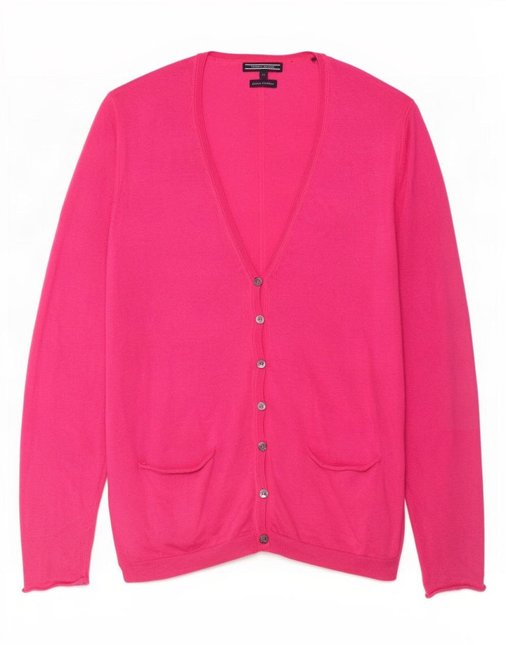 Maglione cardigan da donna Tommy Hilfiger UK 12 cotone rosa medio