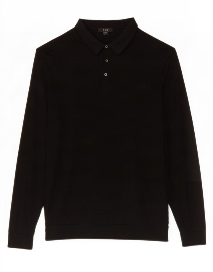 Maglione Cos da uomo con collo a polo, grande, in seta nera