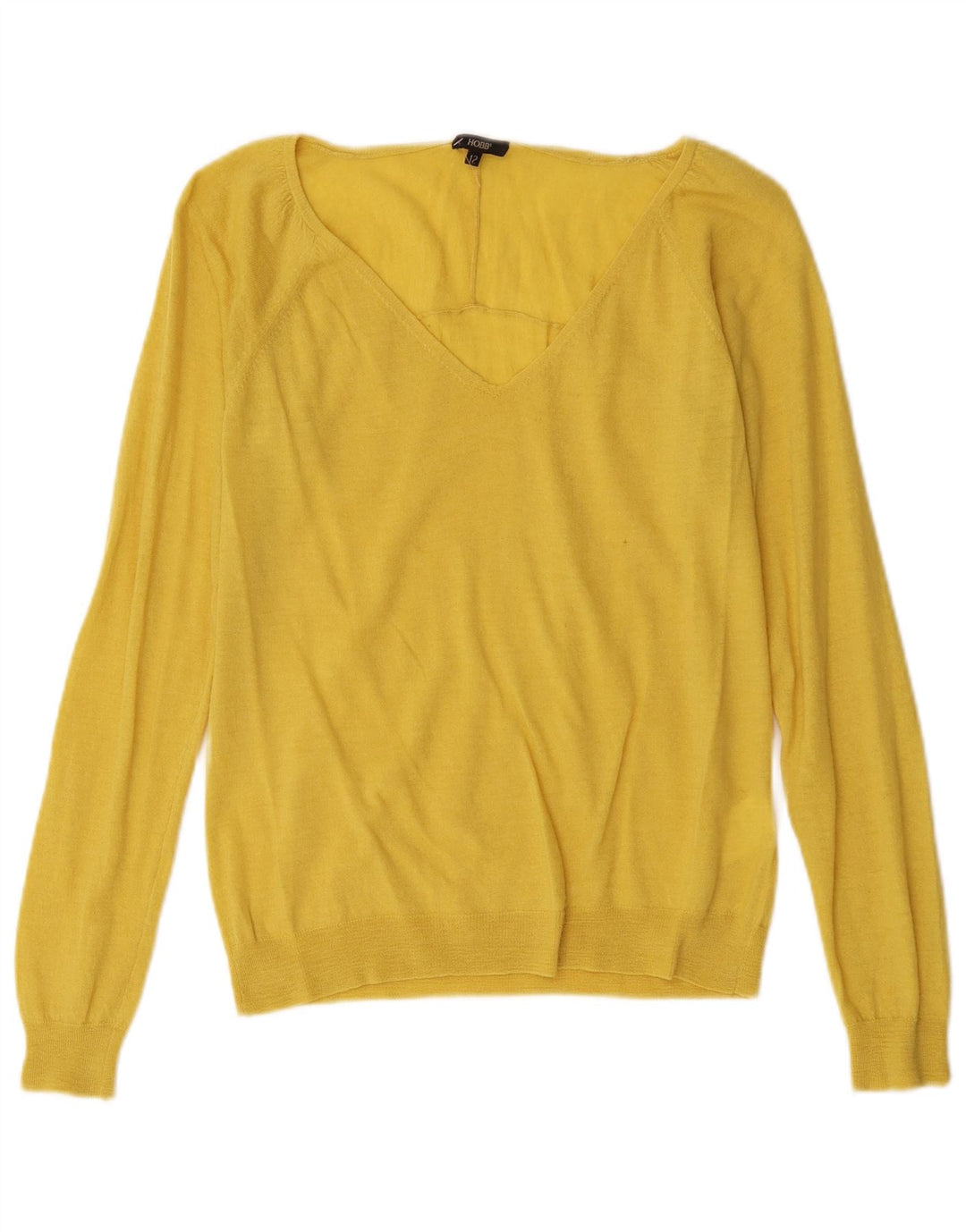 Maglione da donna con scollo a V Hobbs UK 12 lana gialla media