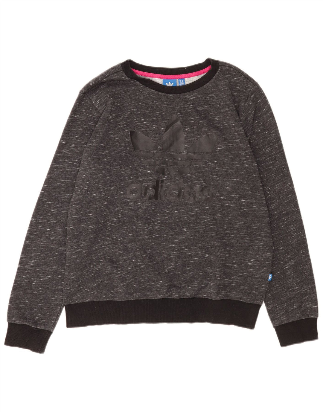 Felpa grafica da donna Adidas Jumper UK 14 Cotone chiazzato grigio medio