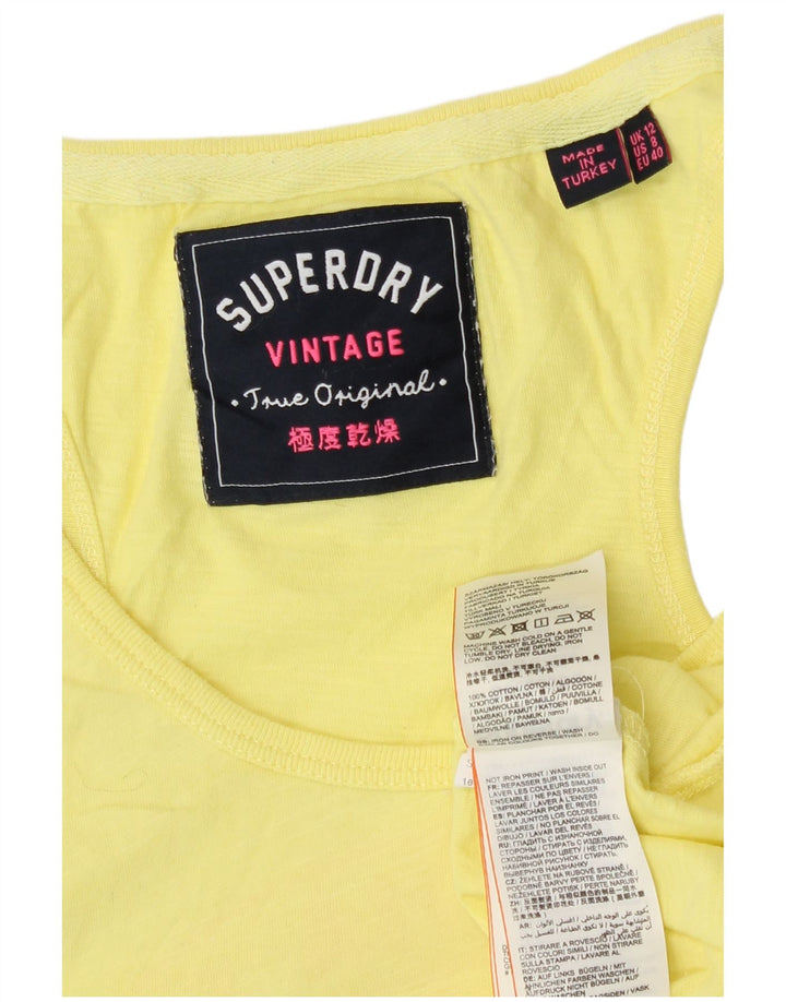 Canottiera grafica da donna Superdry UK 12 cotone giallo medio