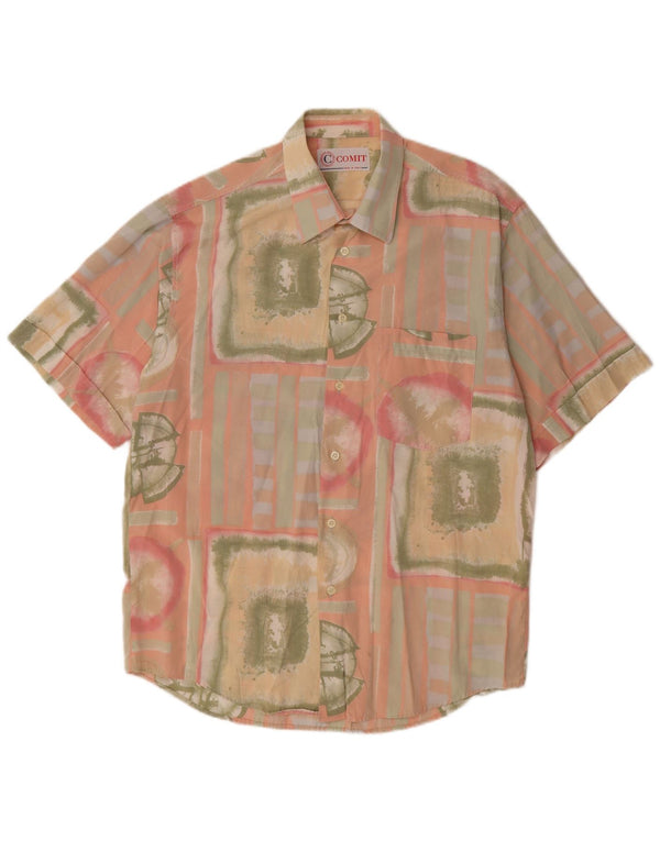 Camicia da uomo a maniche corte VINTAGE XL in viscosa patchwork rosa