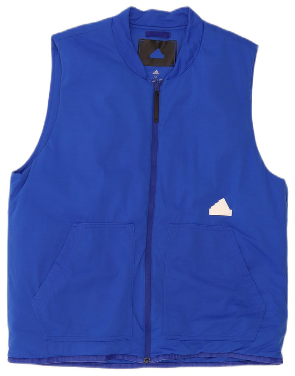 Gilet da uomo Adidas UK 38 blu medio color block in poliammide