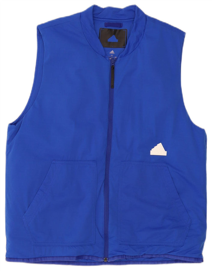 Gilet da uomo Adidas UK 38 blu medio color block in poliammide