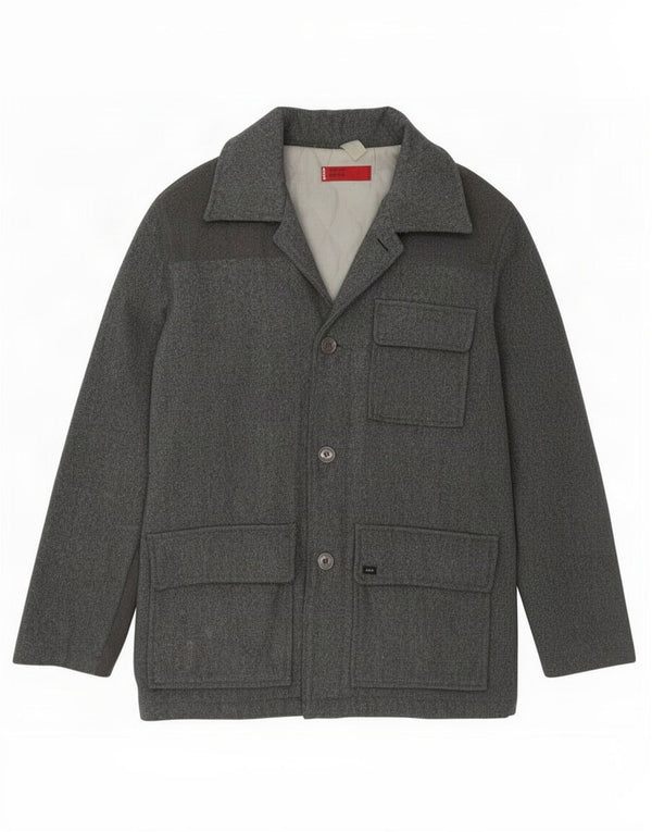 Cappotto giacca a vento a 3 bottoni da uomo Levi's UK 38 Lana grigio medio