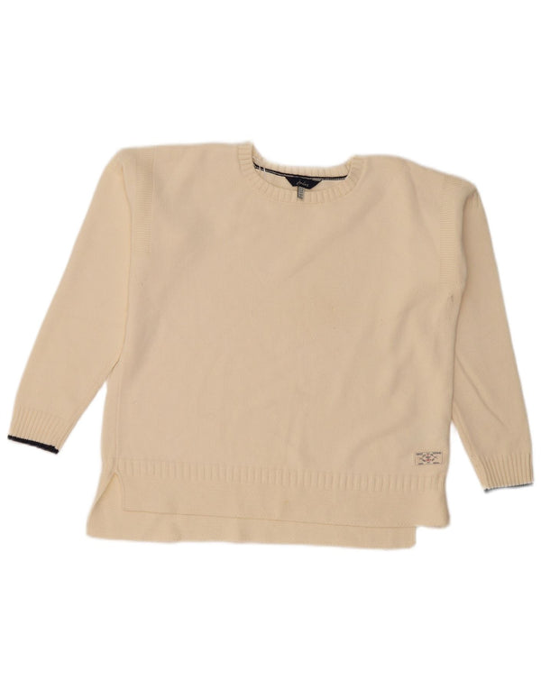 Maglione maglione girocollo oversize da donna Joules UK 10 piccolo cotone beige