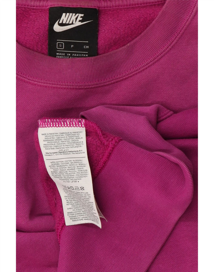 Felpa corta oversize da donna Nike, maglione UK 10, piccolo cotone rosa