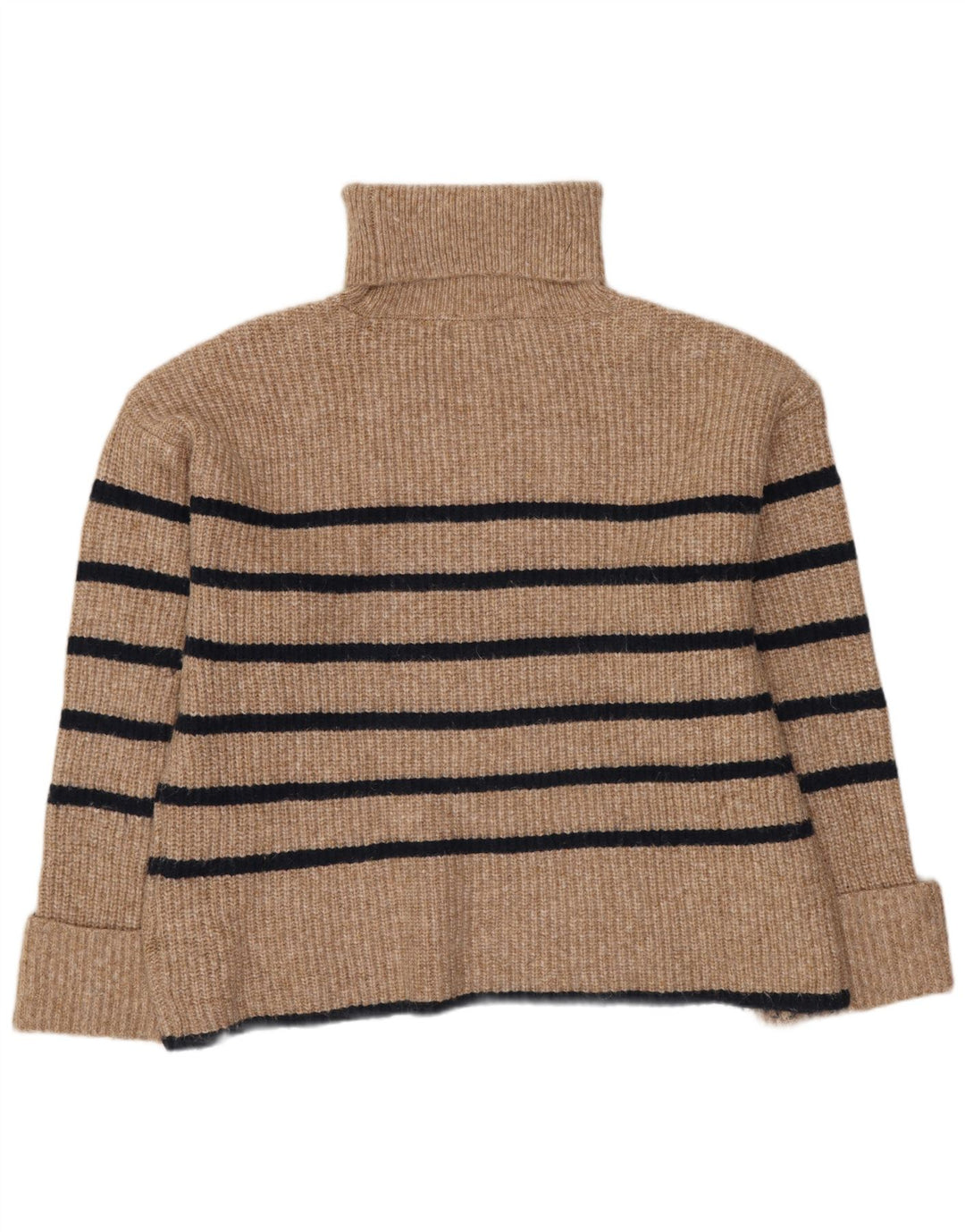 Maglione maglione a collo alto da donna Marks & Spencer UK 14 a righe beige medio
