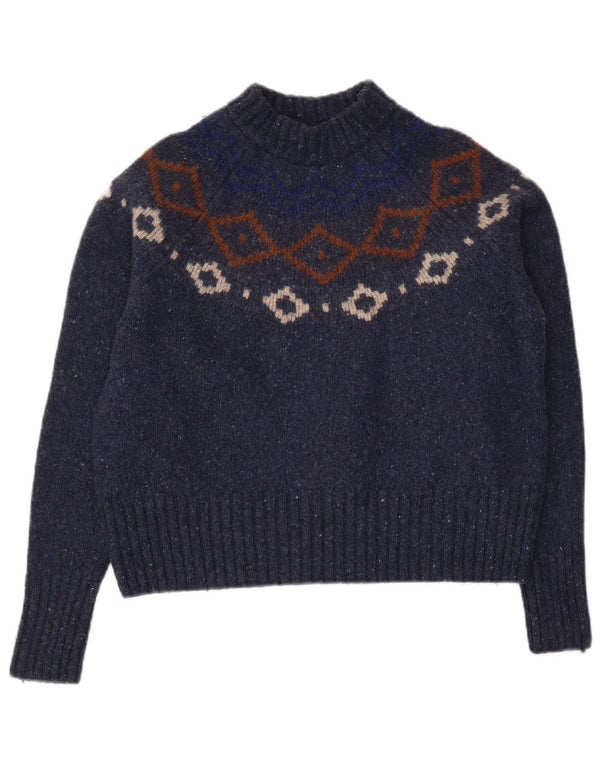 Maglione da donna corto con collo alto Cos, UK 10, piccolo blu navy geometrico