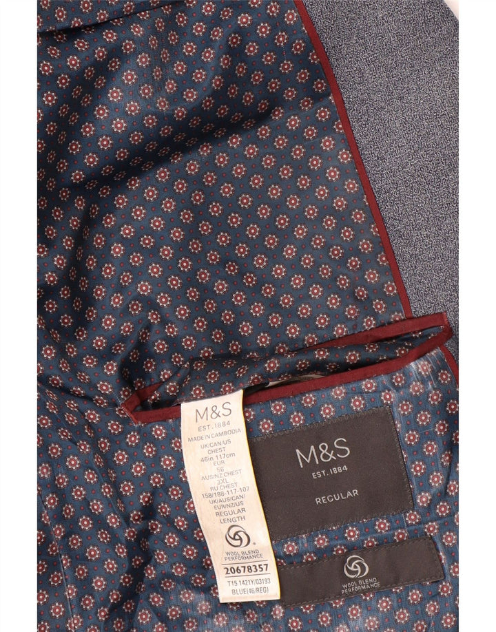 Giacca blazer da uomo Marks & Spencer vestibilità regolare a 2 bottoni UK 46 XL Blu navy